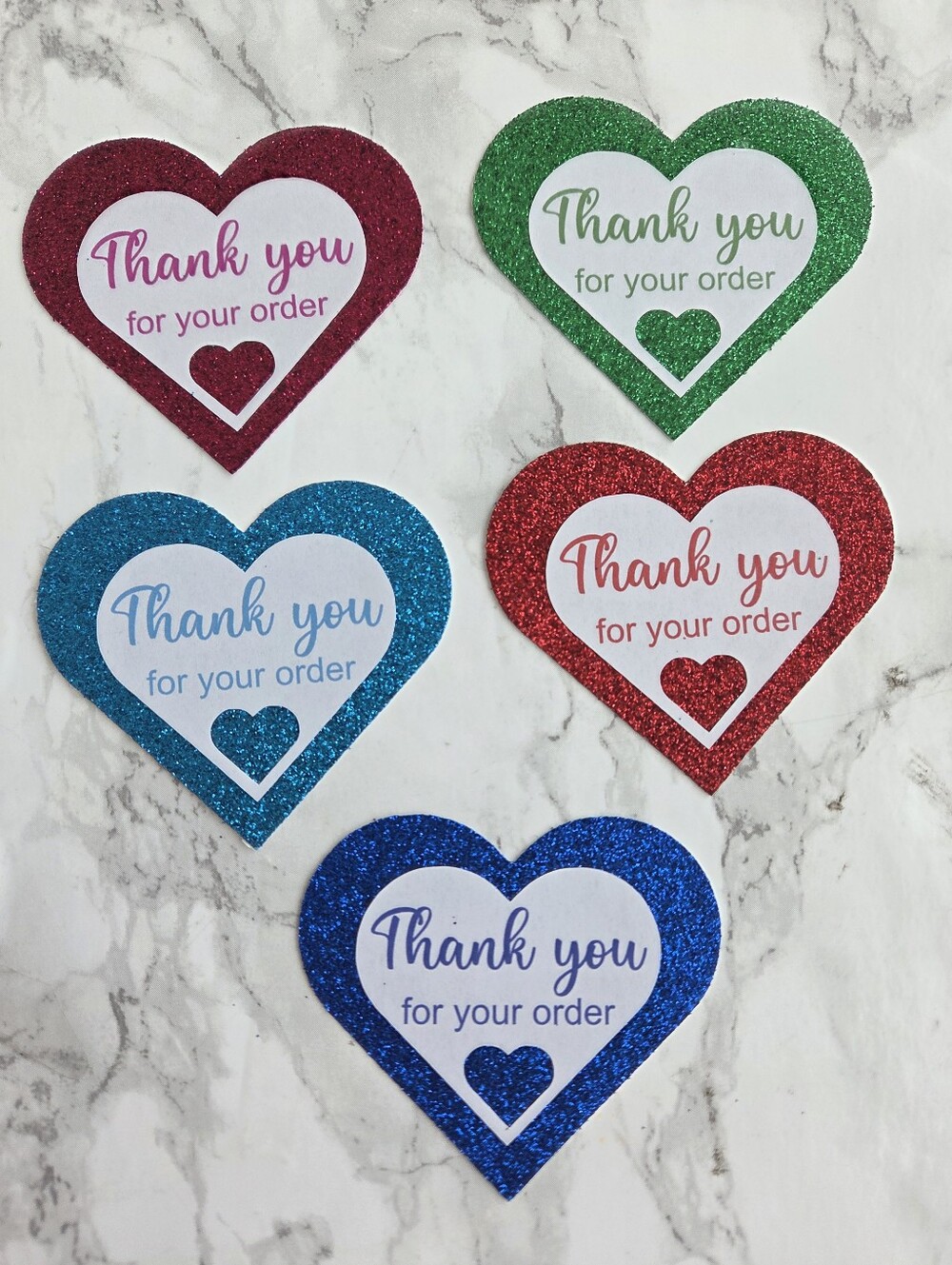Heart Glitter Thank You Cards 40 - Picture 2 of 7